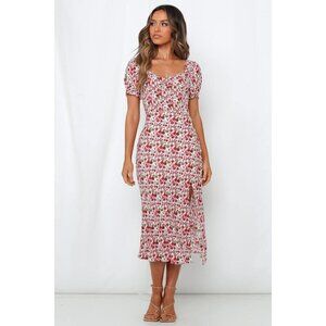 house of sienna floral midi dress with leg slit size 8
